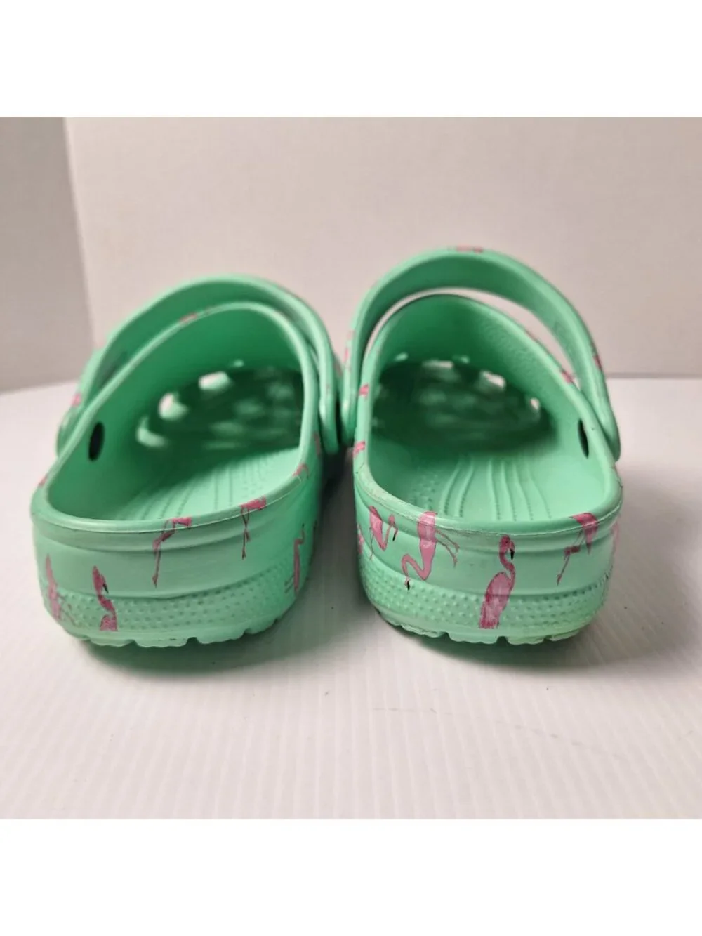 CROCS CLASSIC TEAL PINK FLAMINGOS SLIP ON SANDALS SHOES SLIDES M=9 W=11 CASUAL - Picture 5 of 11